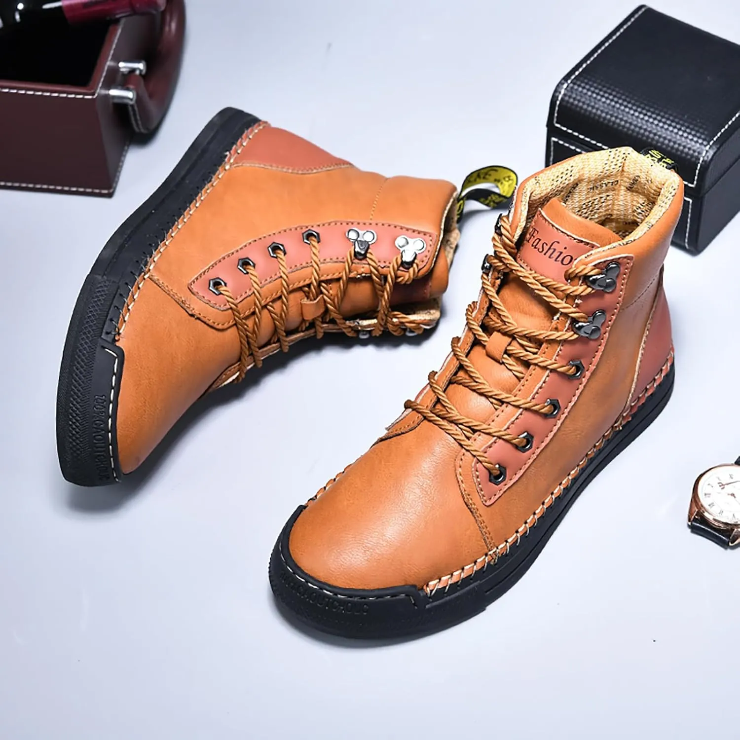 Men's Boots Leather Casual Work Hiking Shoes Chelsea Chukka Stylish Retro Classic