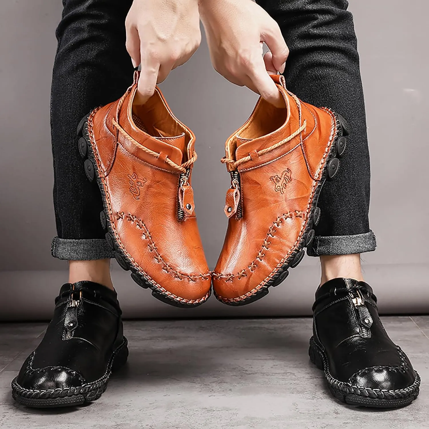 Men's Boots Leather Casual Work Hiking Shoes Chelsea Chukka Stylish Retro Classic