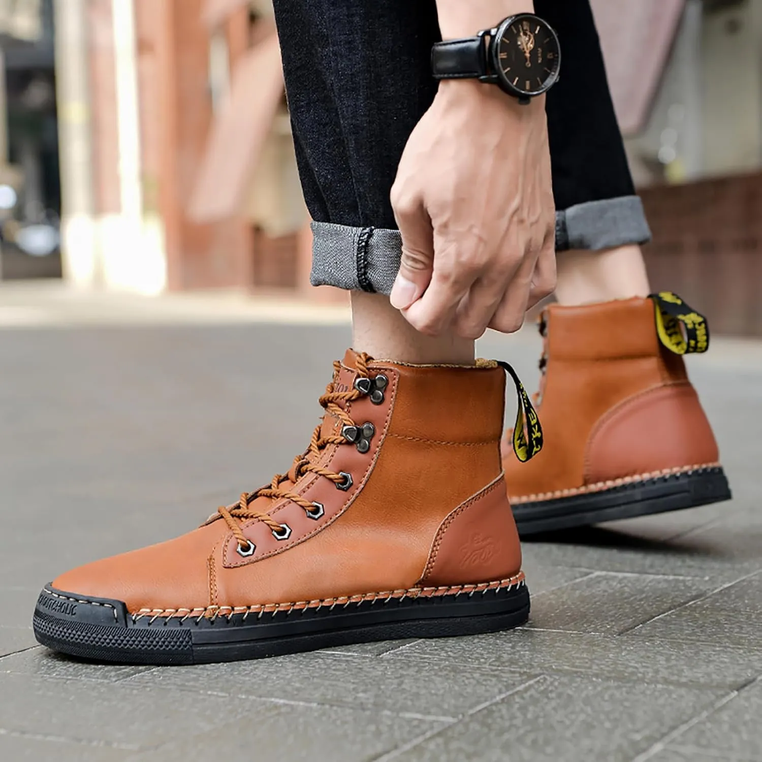 Men's Boots Leather Casual Work Hiking Shoes Chelsea Chukka Stylish Retro Classic