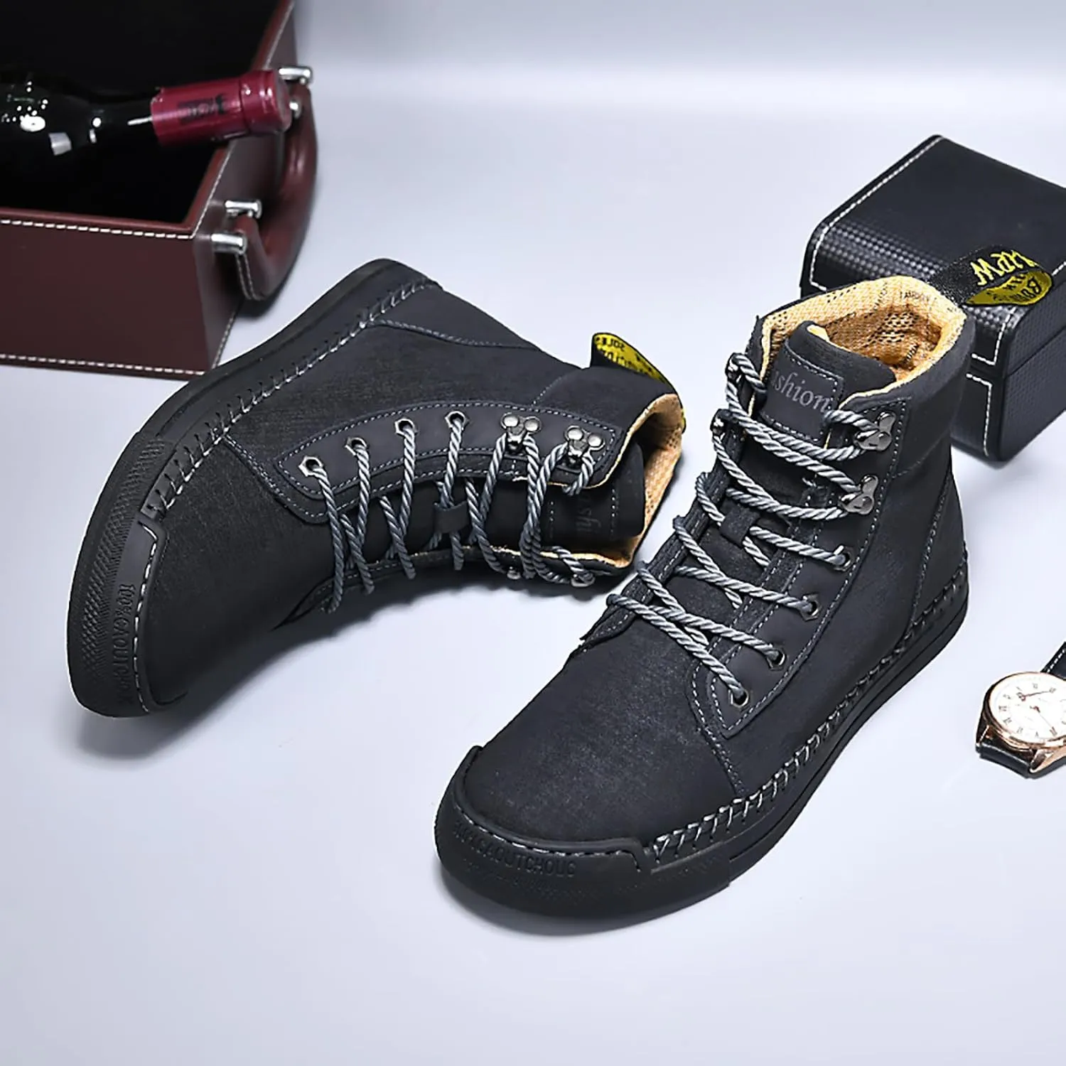 Men's Boots Leather Casual Work Hiking Shoes Chelsea Chukka Stylish Retro Classic