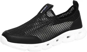 Men's Breathable Mesh Sports Shoes Convenient Slip On Hollow Sneakers Comfortable Walking Shoe Soft Elderly Shoes