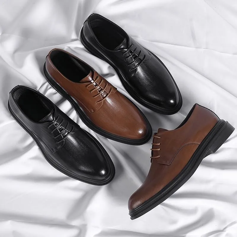 Men's Business Lace Up Dress Shoes Mens Fashion Classic Pointed Toe Leather Oxford Shoes Non-Slip Softsole Walking Shoes(Black,9)