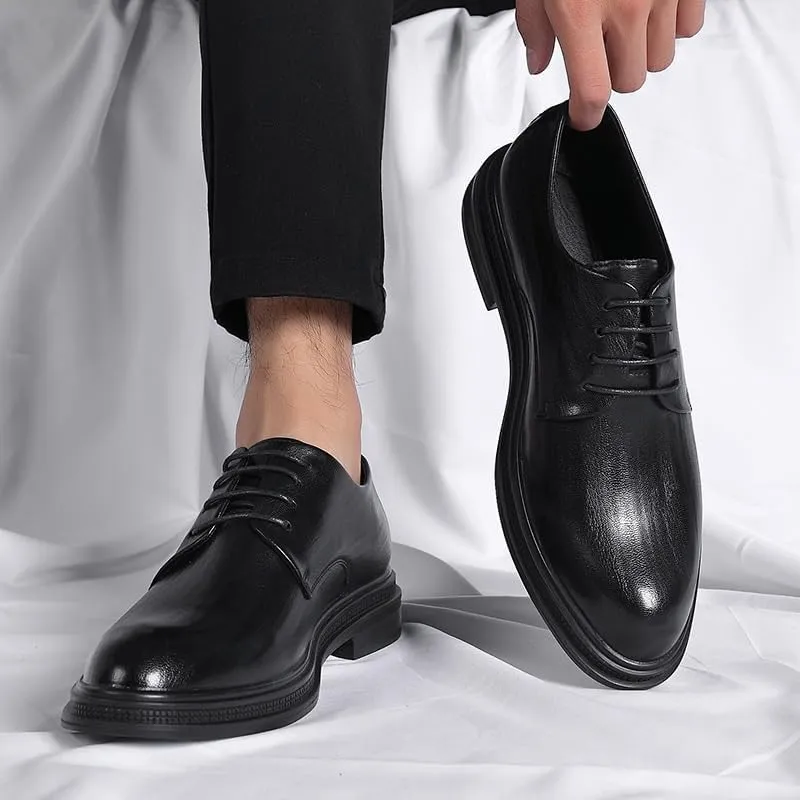 Men's Business Lace Up Dress Shoes Mens Fashion Classic Pointed Toe Leather Oxford Shoes Non-Slip Softsole Walking Shoes(Black,9)