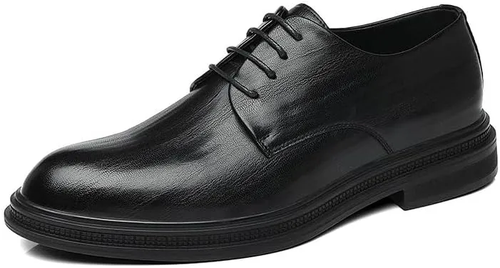 Men's Business Lace Up Dress Shoes Mens Fashion Classic Pointed Toe Leather Oxford Shoes Non-Slip Softsole Walking Shoes(Black,9)
