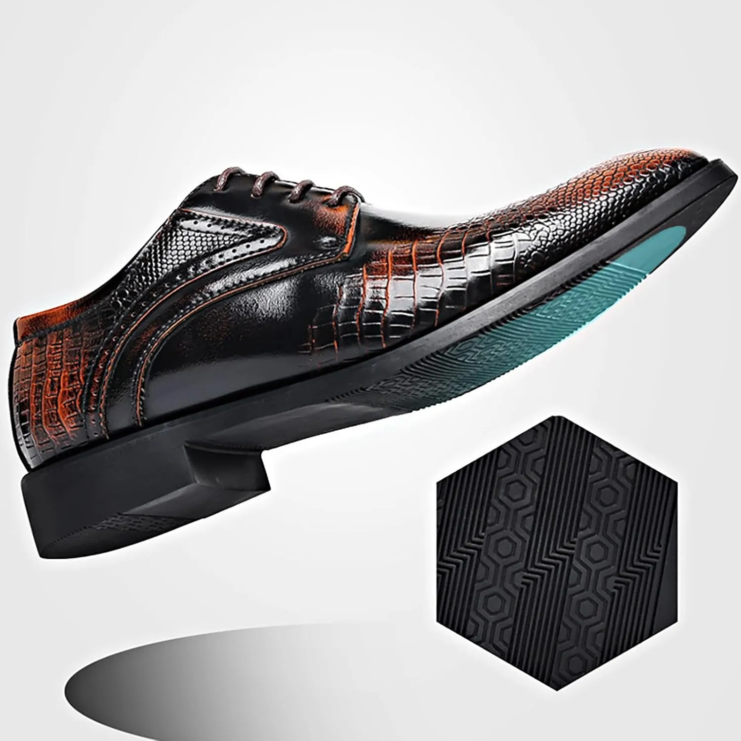 Men's Business Lace Up Leather Shoes Non Slip Fashion Leisure Breathable Comfortable Solid Dress Shoes