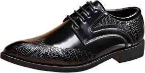 Men's Business Lace Up Leather Shoes Non Slip Fashion Leisure Breathable Comfortable Solid Dress Shoes