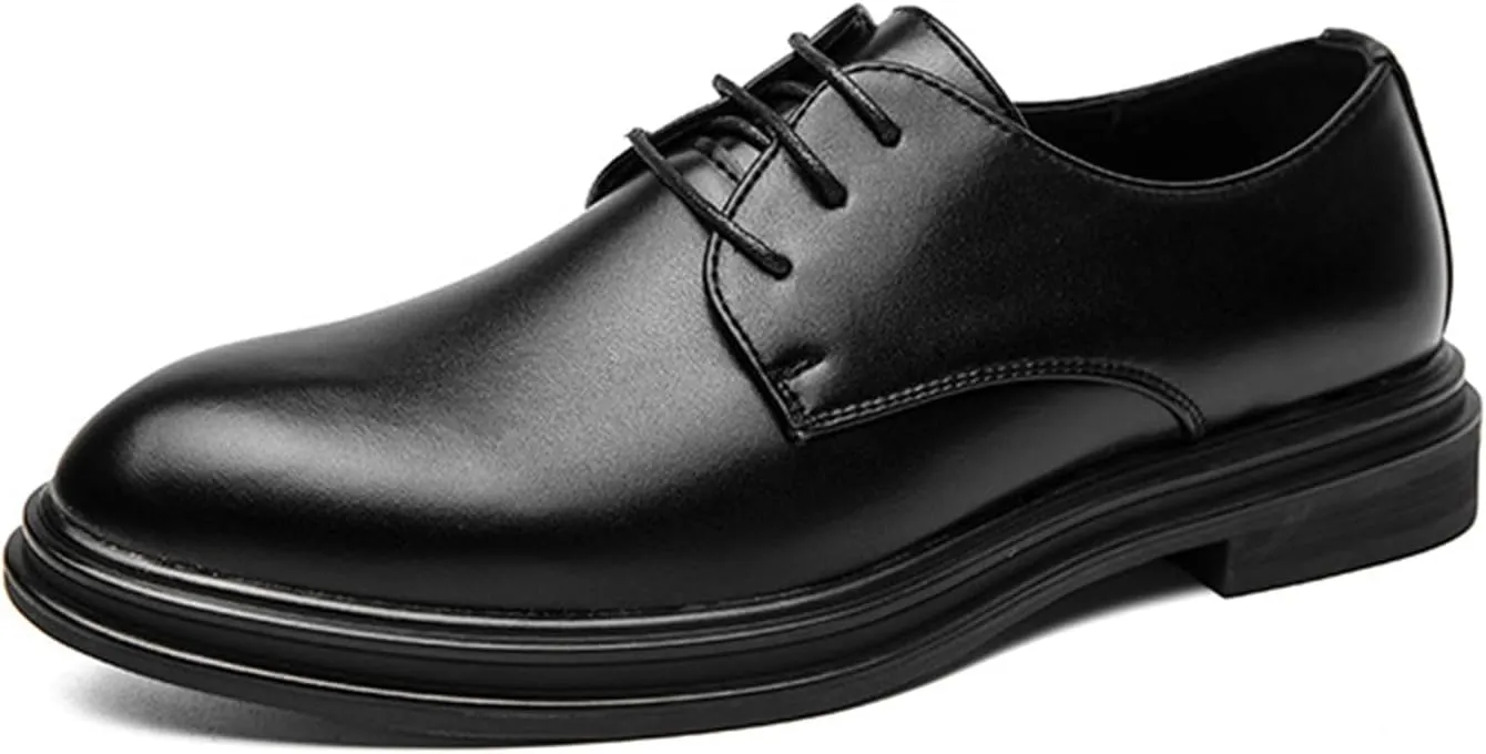 Men's Business Oxford Shoes with Adjustable Laces, Business Pointed Toe Work Shoes Suitable for Wedding Formal Wear
