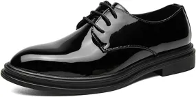 Men's Business Oxford Shoes with Adjustable Laces, Business Pointed Toe Work Shoes Suitable for Wedding Formal Wear
