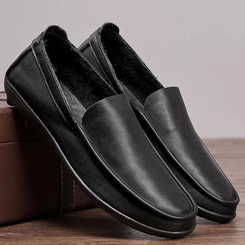 Men's Casual Genuine Leather Flats Soft Driving Walking Loafer Shoes for Daily Walking Business Shoes