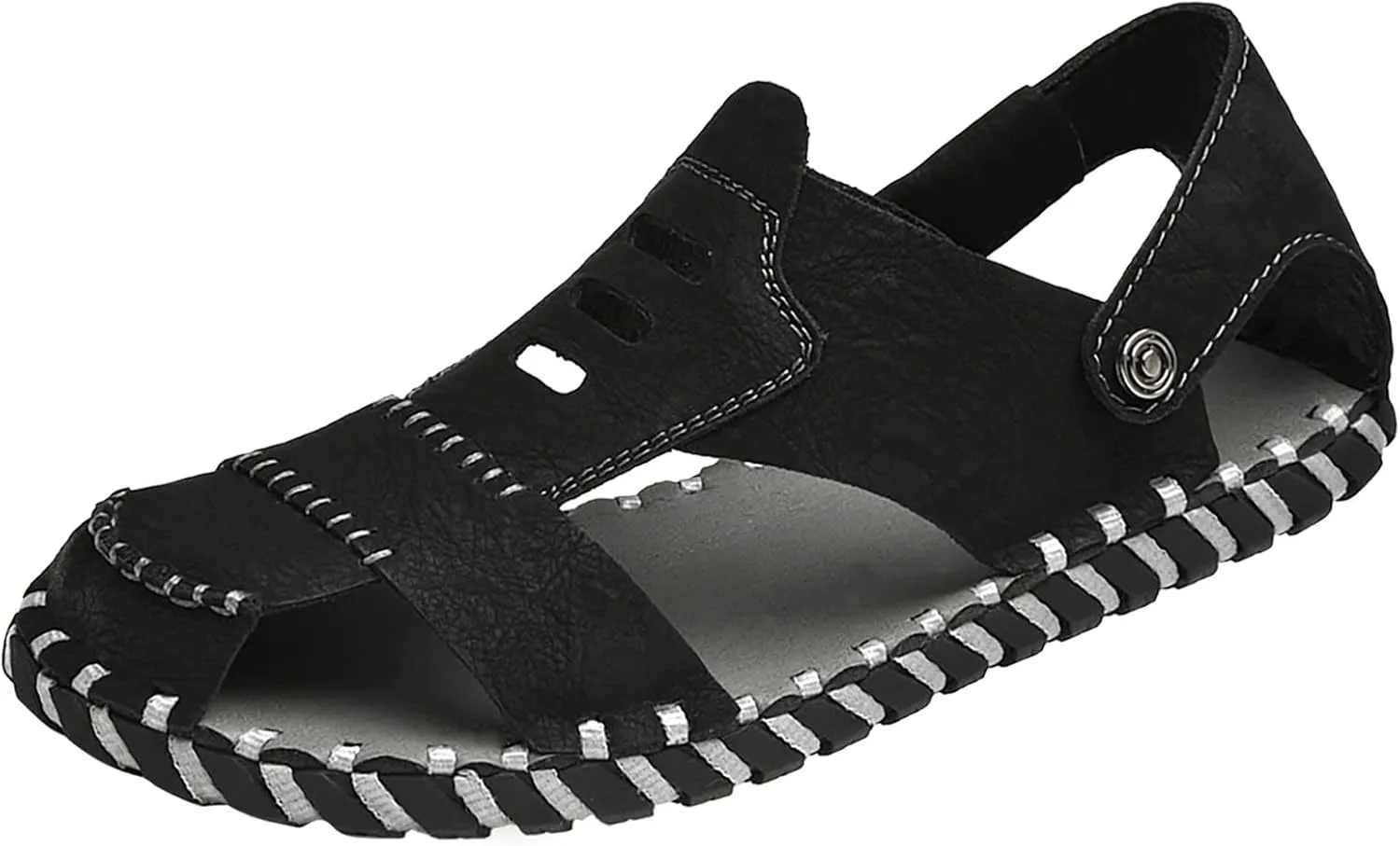 Men's Casual Sandals Closed Toe Comfortable Leather Outdoor Fisherman Shoes Lightweight Walking Sandals for Men