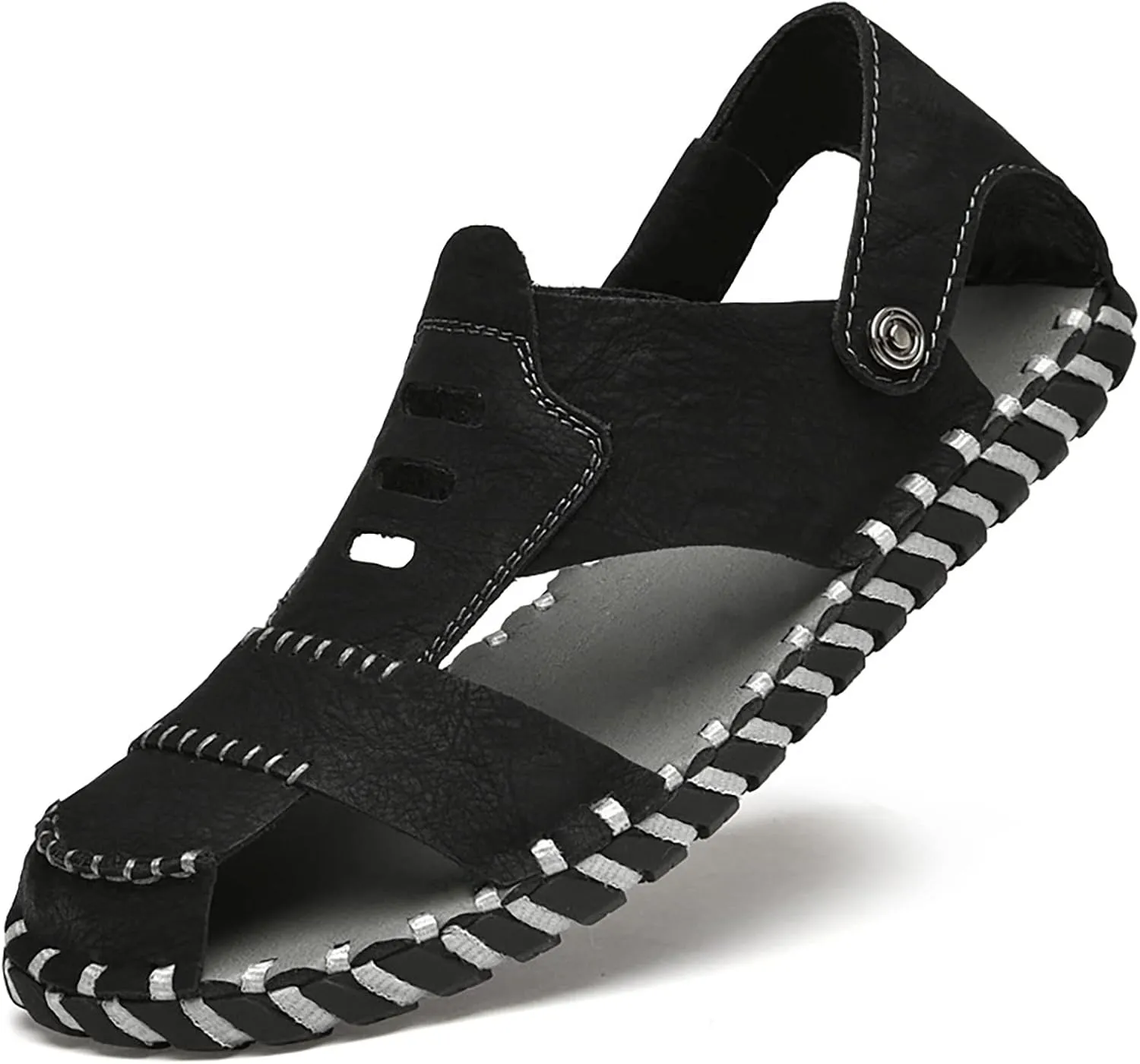 Men's Casual Sandals Closed Toe Comfortable Leather Outdoor Fisherman Shoes Lightweight Walking Sandals for Men