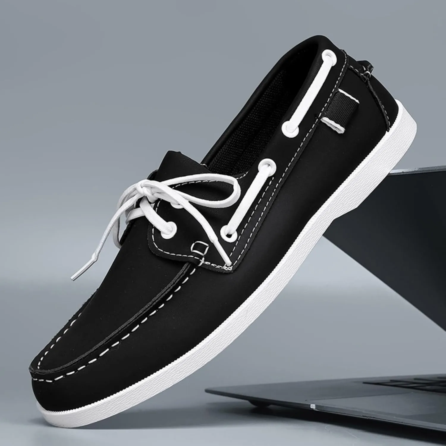 Men's Casual Slip - On Boat Shoes: Work - Ready, Moc - Toe Style for Comfortable Daily Walking.