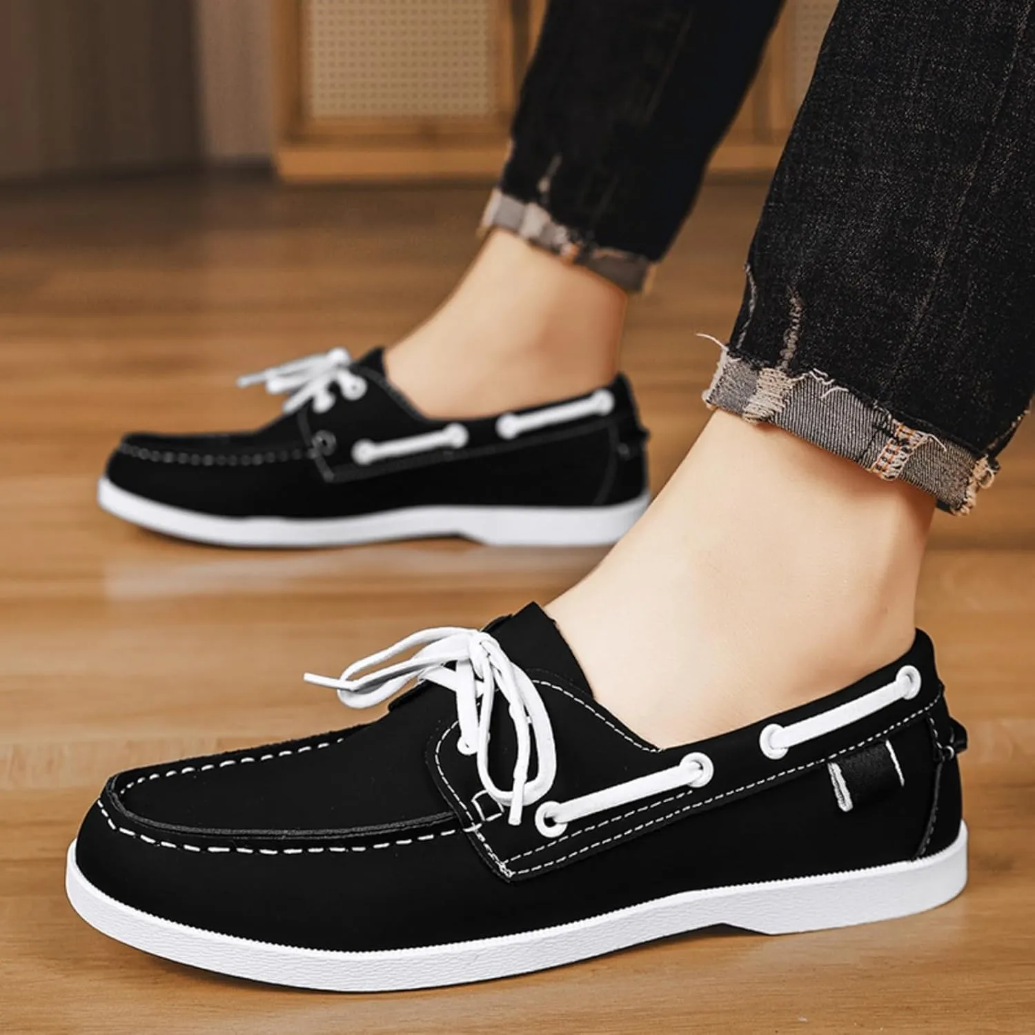 Men's Casual Slip - On Boat Shoes: Work - Ready, Moc - Toe Style for Comfortable Daily Walking.