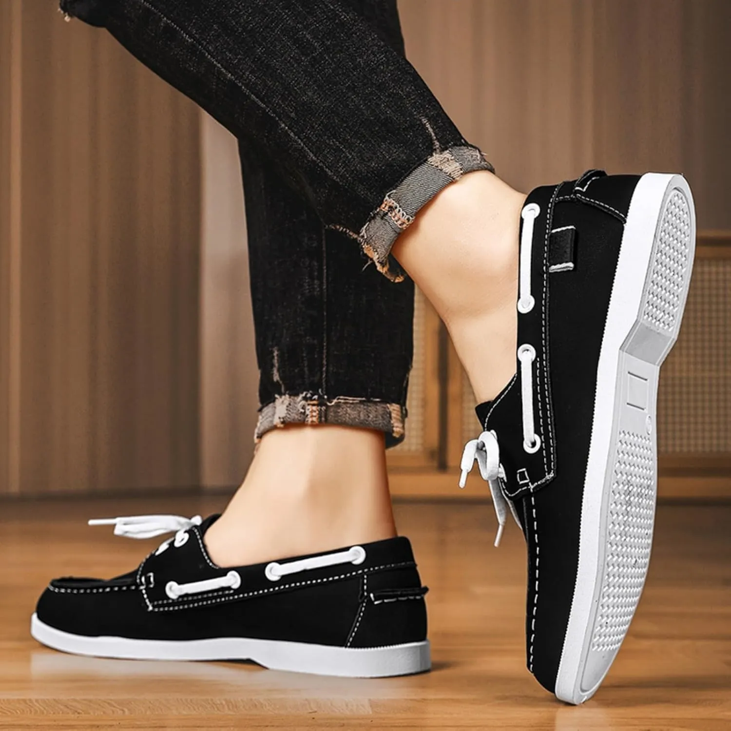 Men's Casual Slip - On Boat Shoes: Work - Ready, Moc - Toe Style for Comfortable Daily Walking.