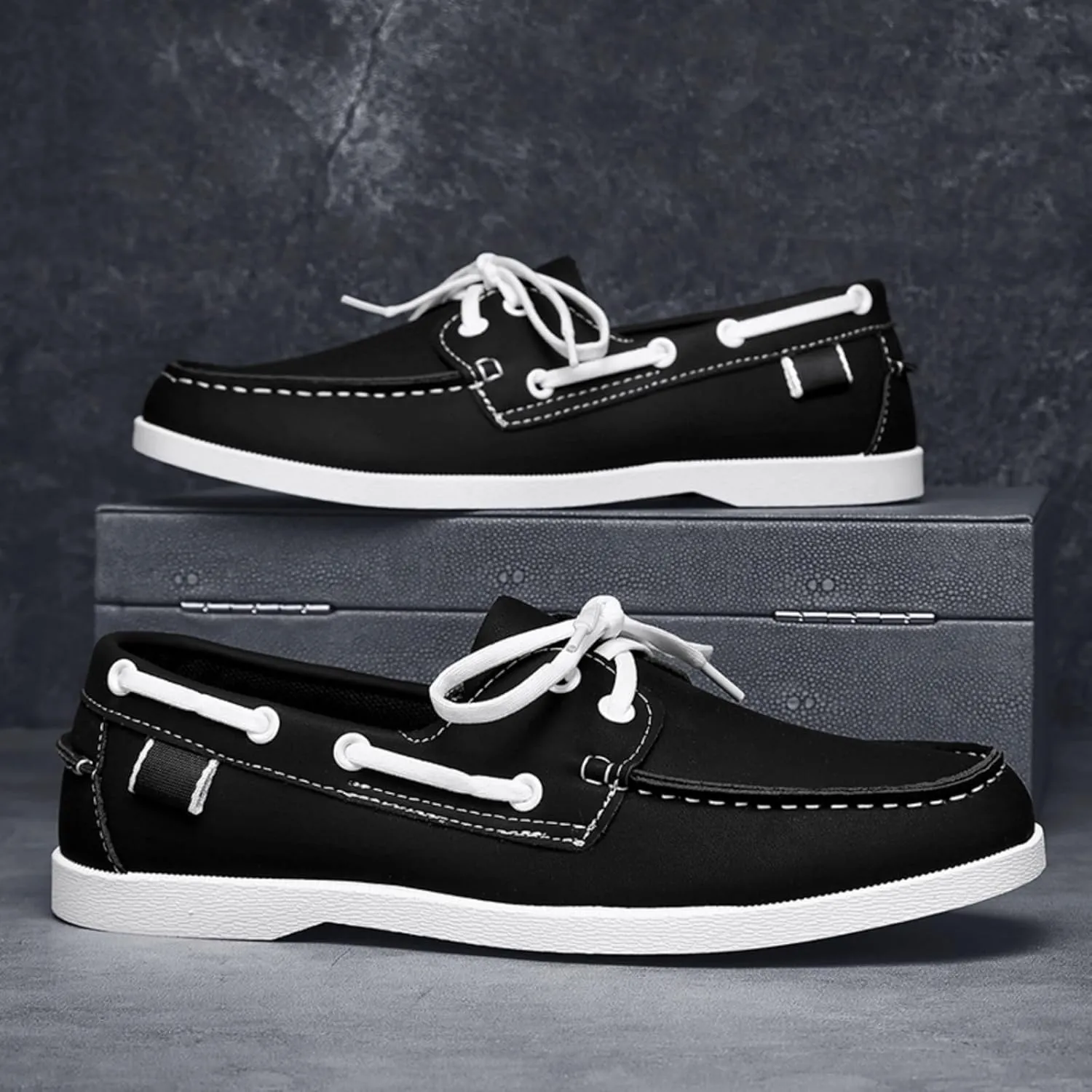 Men's Casual Slip - On Boat Shoes: Work - Ready, Moc - Toe Style for Comfortable Daily Walking.