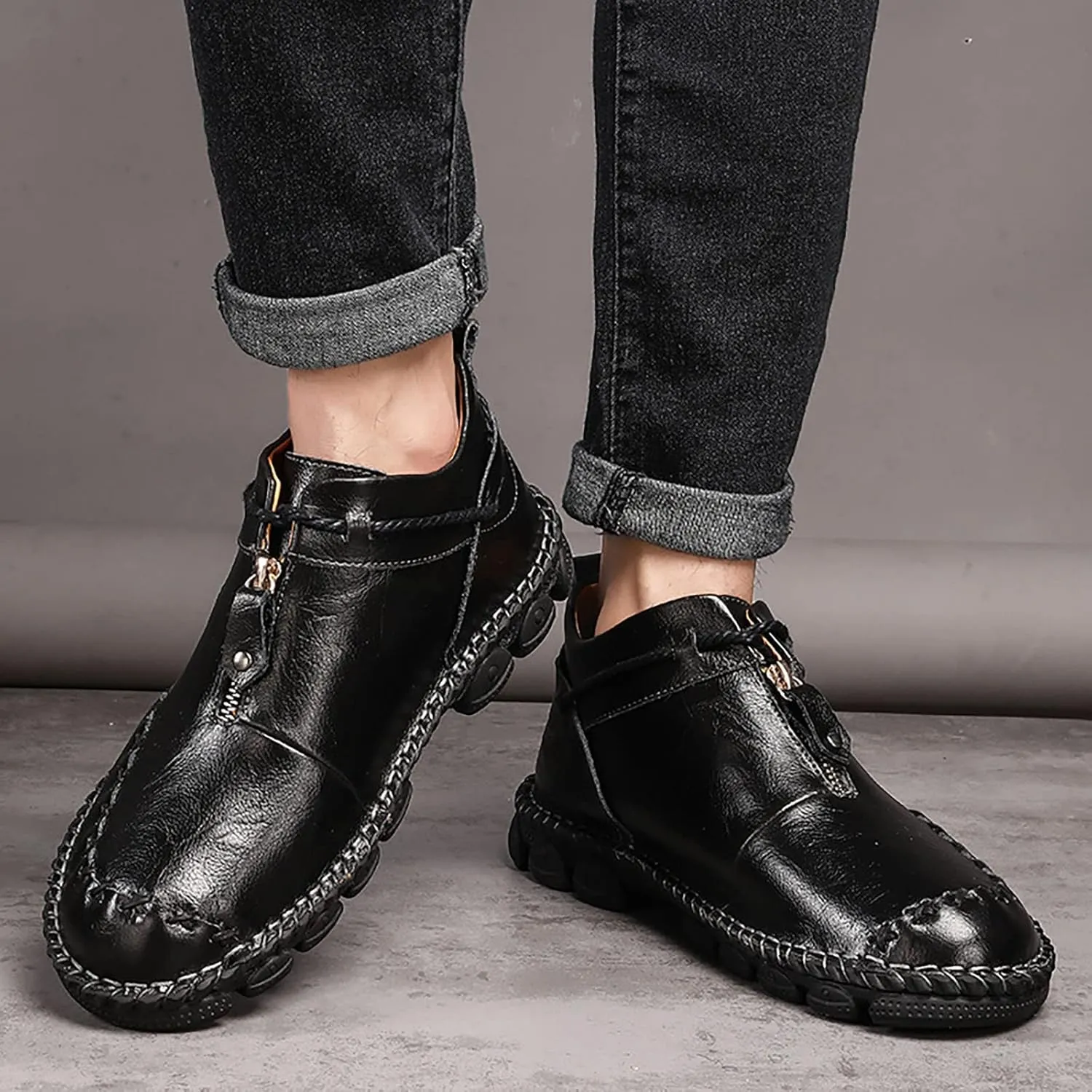 Mens Casual Sneakers Leather Shoes Mens Running Shoes Tennis Sneakers Walking Slip on Athletic Breathable Sport Shoe