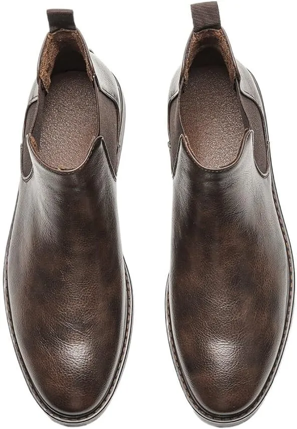 Men's Chelsea Dress Boots Comfortable Leather Slip On Ankle Boots For Casual & Formal Occasions