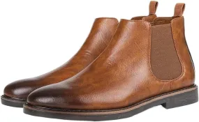 Men's Chelsea Dress Boots Comfortable Leather Slip On Ankle Boots For Casual & Formal Occasions