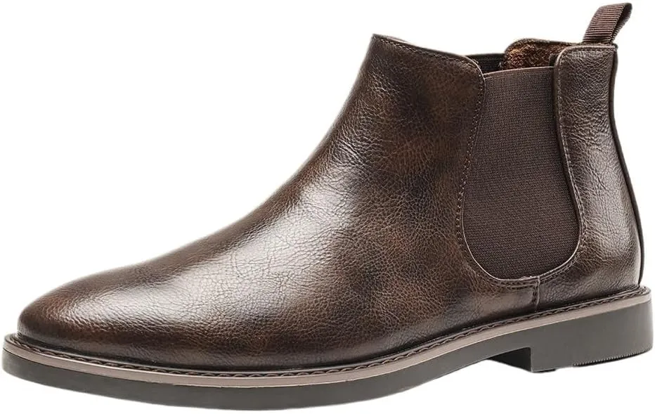 Men's Chelsea Dress Boots Comfortable Leather Slip On Ankle Boots For Casual & Formal Occasions
