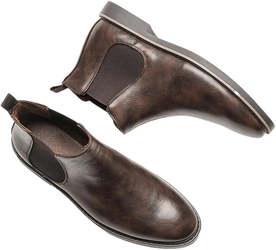 Men's Chelsea Dress Boots Comfortable Leather Slip On Ankle Boots For Casual & Formal Occasions