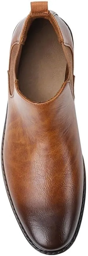Men's Chelsea Dress Boots Comfortable Leather Slip On Ankle Boots For Casual & Formal Occasions