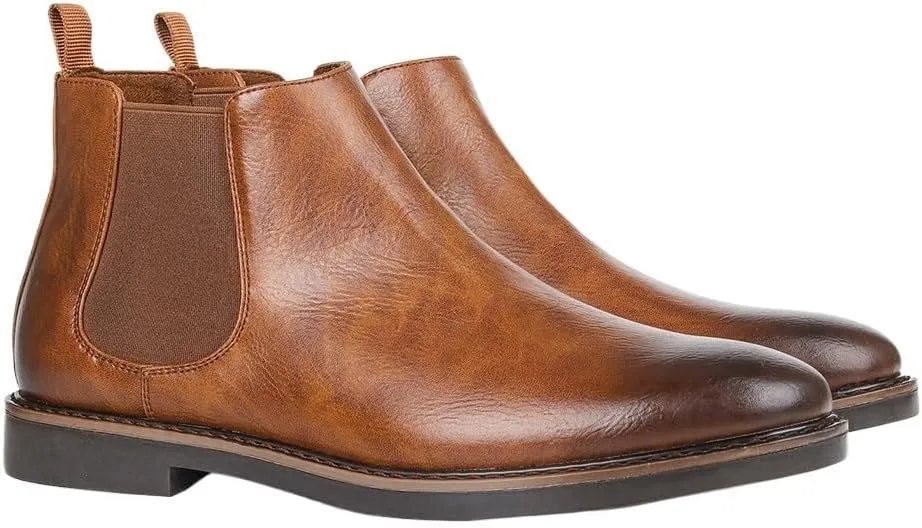 Men's Chelsea Dress Boots Comfortable Leather Slip On Ankle Boots For Casual & Formal Occasions