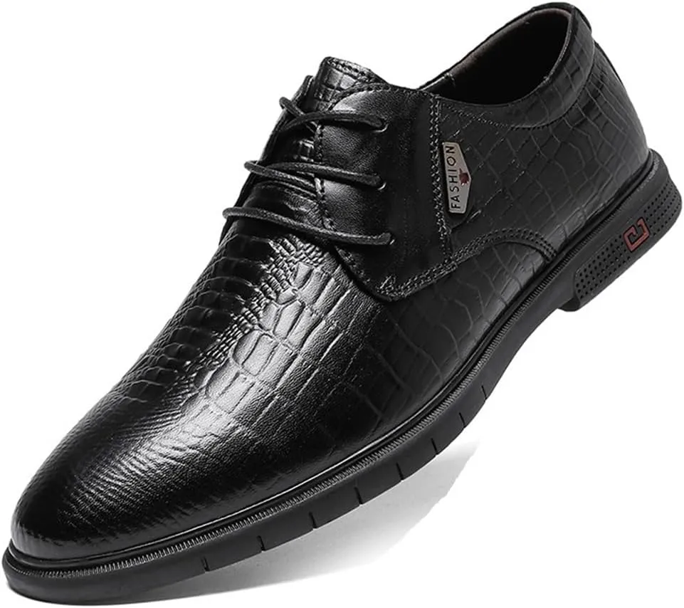 Men's Comfort Orthopedic Dress Shoes Fashion Dress Business Formal Derby Shoes Pointed Toe Floral Patent Leather Lace Up Oxford Shoes for Men