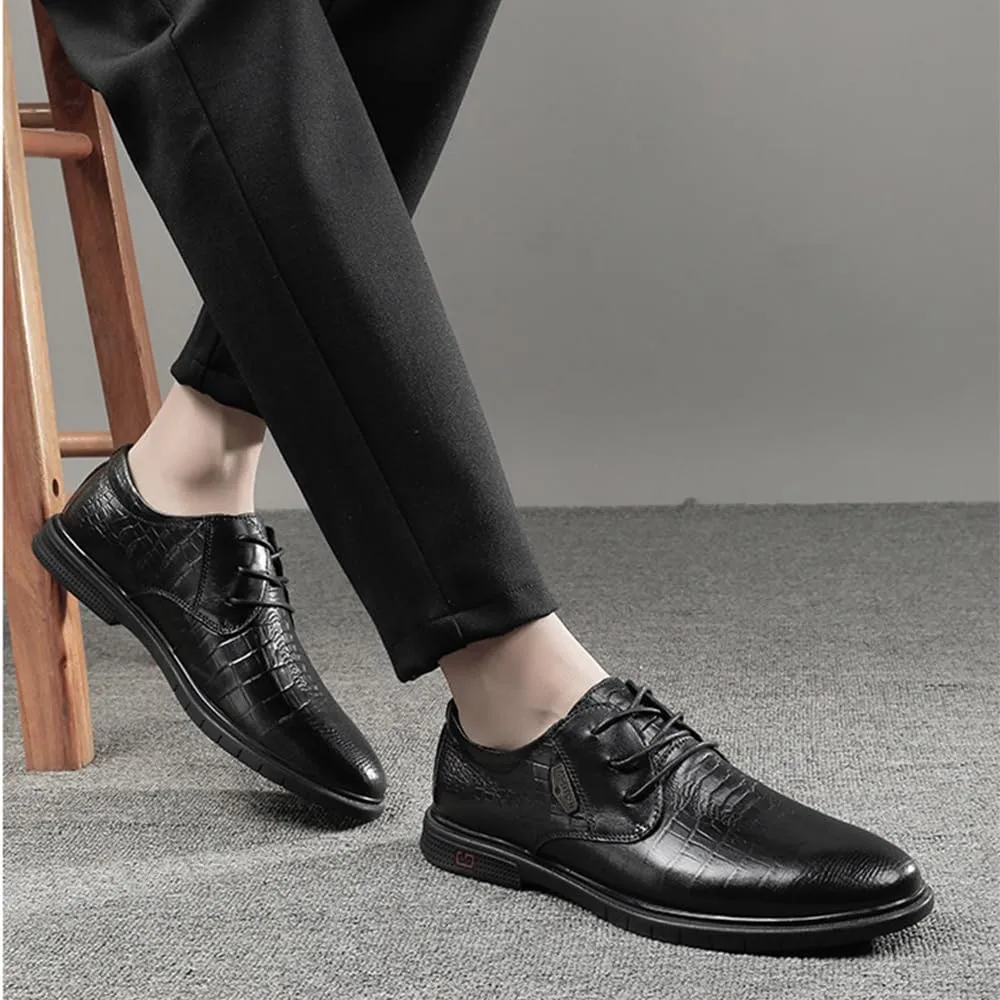 Men's Comfort Orthopedic Dress Shoes Fashion Dress Business Formal Derby Shoes Pointed Toe Floral Patent Leather Lace Up Oxford Shoes for Men
