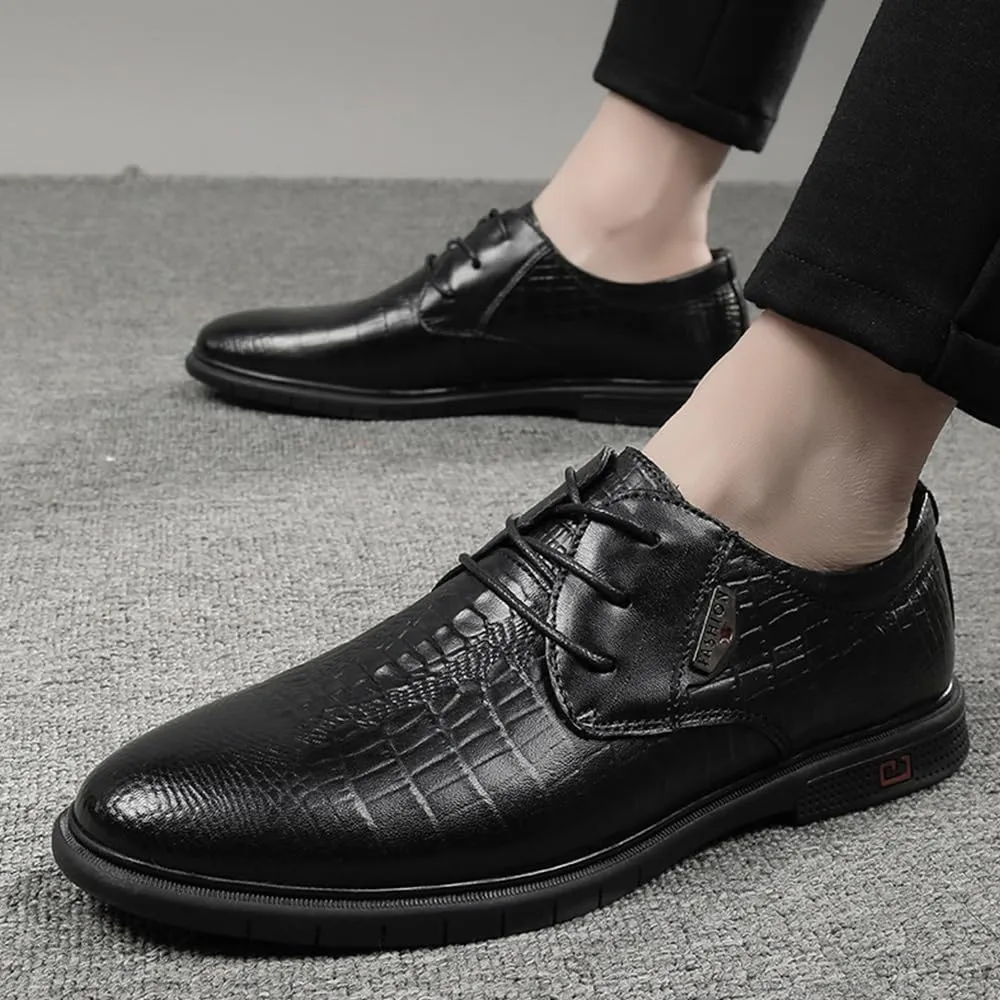 Men's Comfort Orthopedic Dress Shoes Fashion Dress Business Formal Derby Shoes Pointed Toe Floral Patent Leather Lace Up Oxford Shoes for Men