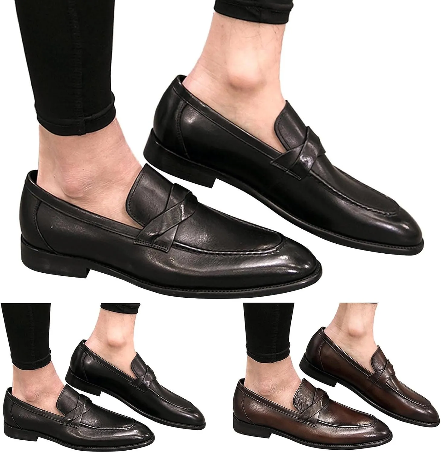 Men's Dress Shoes Size 13 Mens Shoes Classic Business Leather Shoes Fashion Casual Solid Color Set Brown Dress Shoes