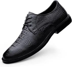 Men's Dress Tuxedo Shoes Men Vintage Leather Lace Up Oxfords Shoes Genuine Leather Rubber Sole Dress Shoes for Men