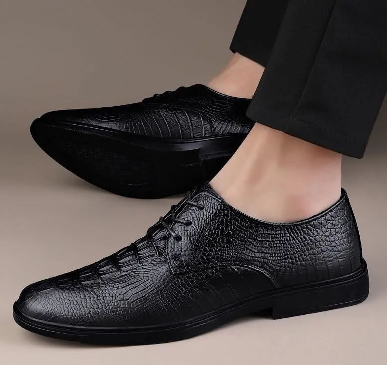 Men's Dress Tuxedo Shoes Men Vintage Leather Lace Up Oxfords Shoes Genuine Leather Rubber Sole Dress Shoes for Men