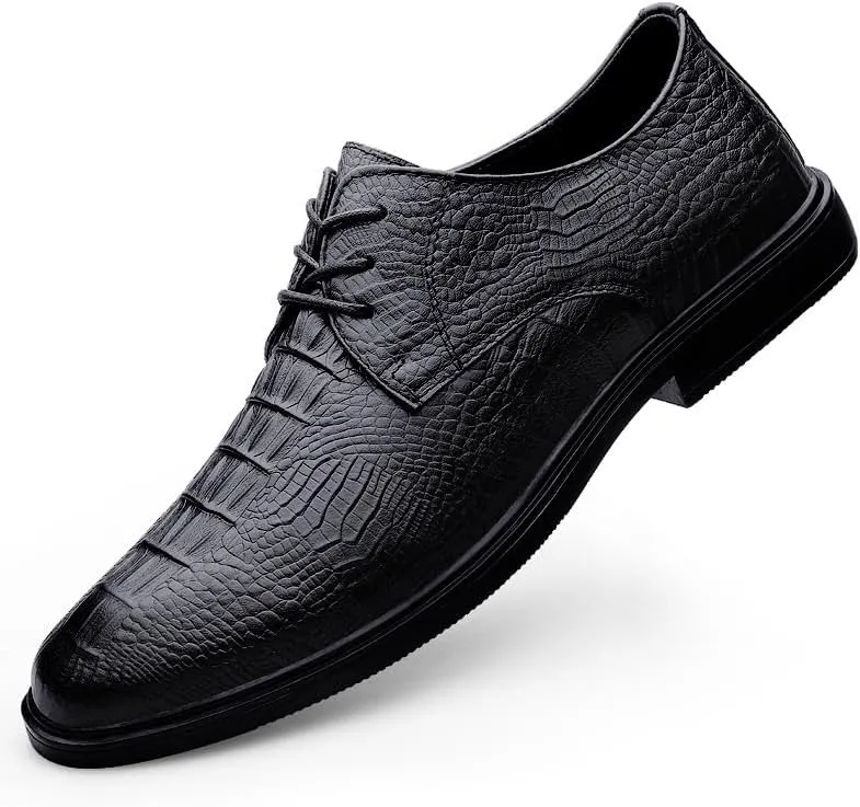 Men's Dress Tuxedo Shoes Men Vintage Leather Lace Up Oxfords Shoes Genuine Leather Rubber Sole Dress Shoes for Men