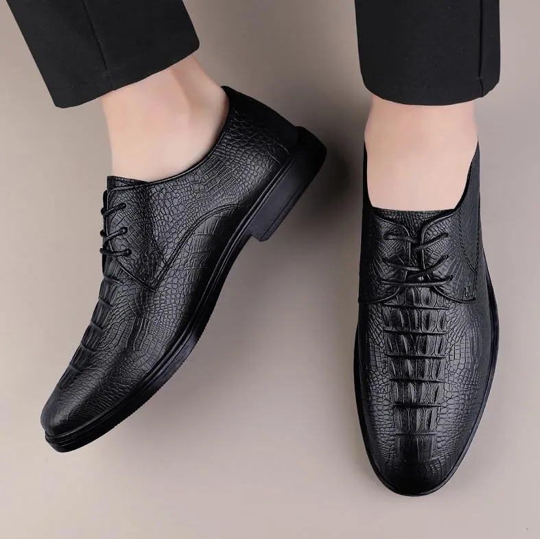 Men's Dress Tuxedo Shoes Men Vintage Leather Lace Up Oxfords Shoes Genuine Leather Rubber Sole Dress Shoes for Men