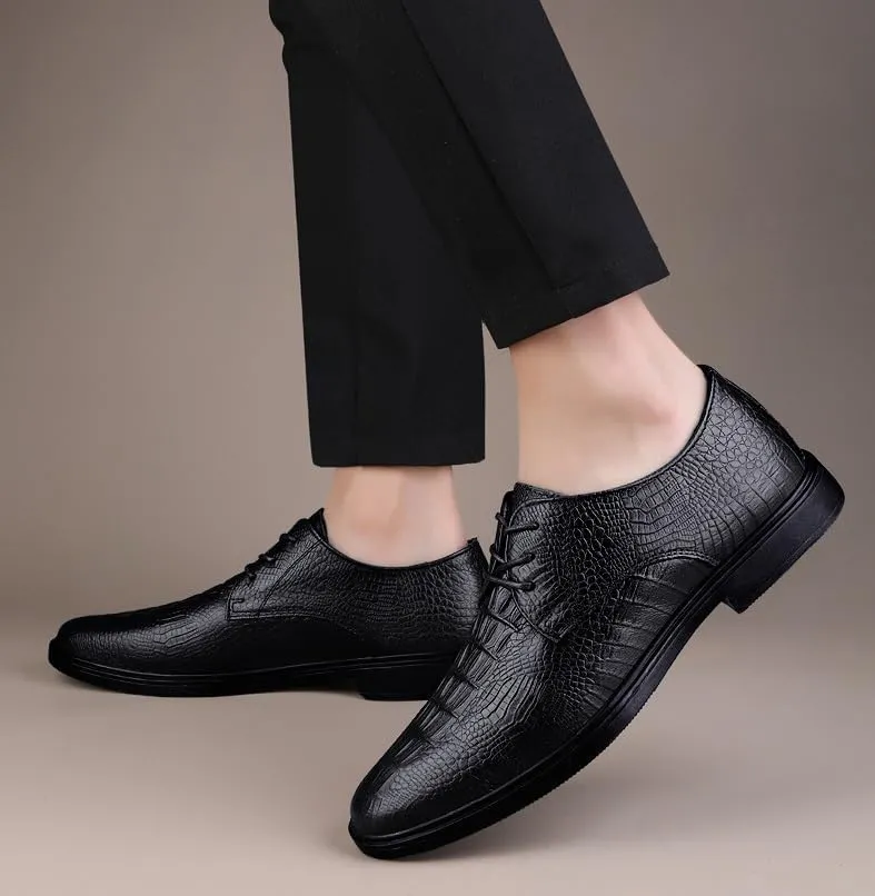 Men's Dress Tuxedo Shoes Men Vintage Leather Lace Up Oxfords Shoes Genuine Leather Rubber Sole Dress Shoes for Men