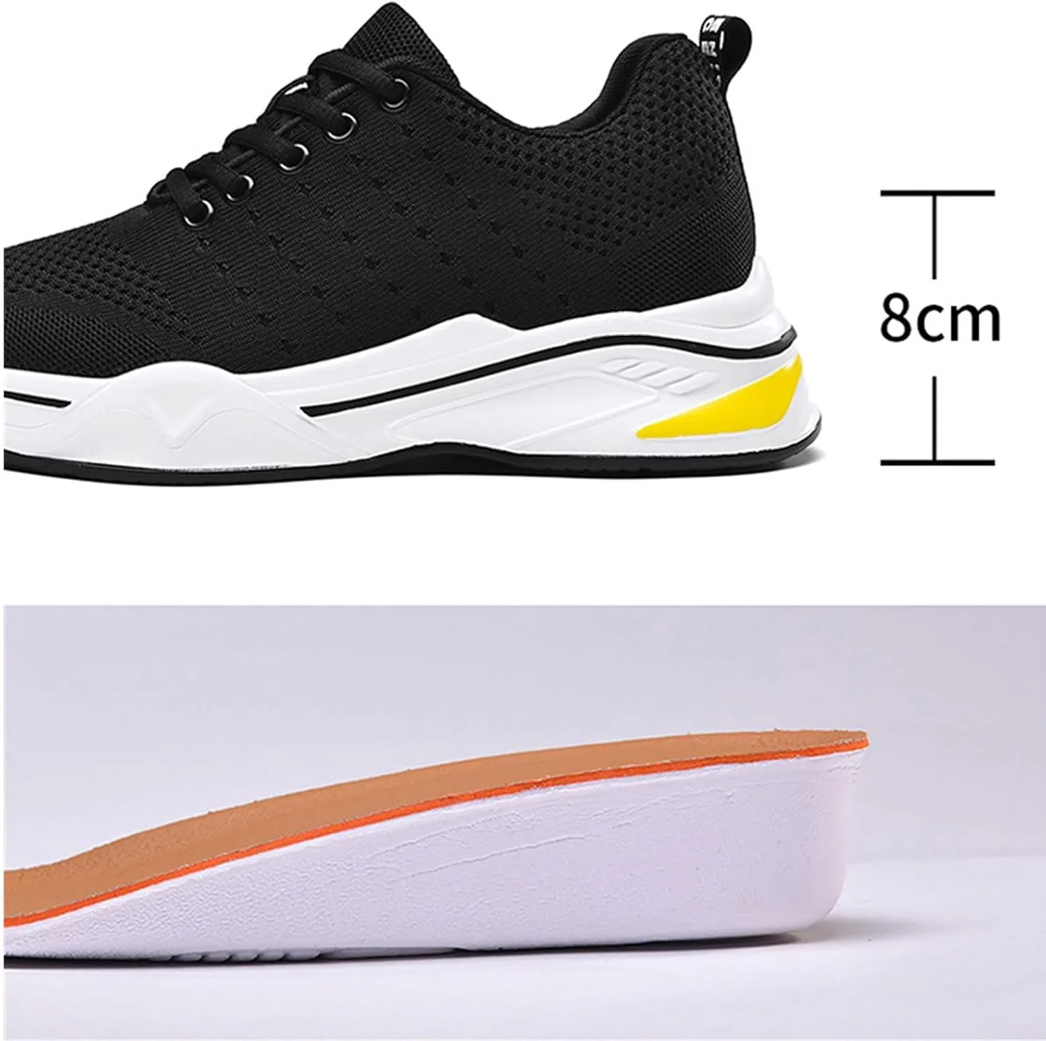 Men's Elevator Sneakers 4/6/8/10 cm Invisible Height Increase Breathable Mesh Lightweight Athletic Casual Shoes