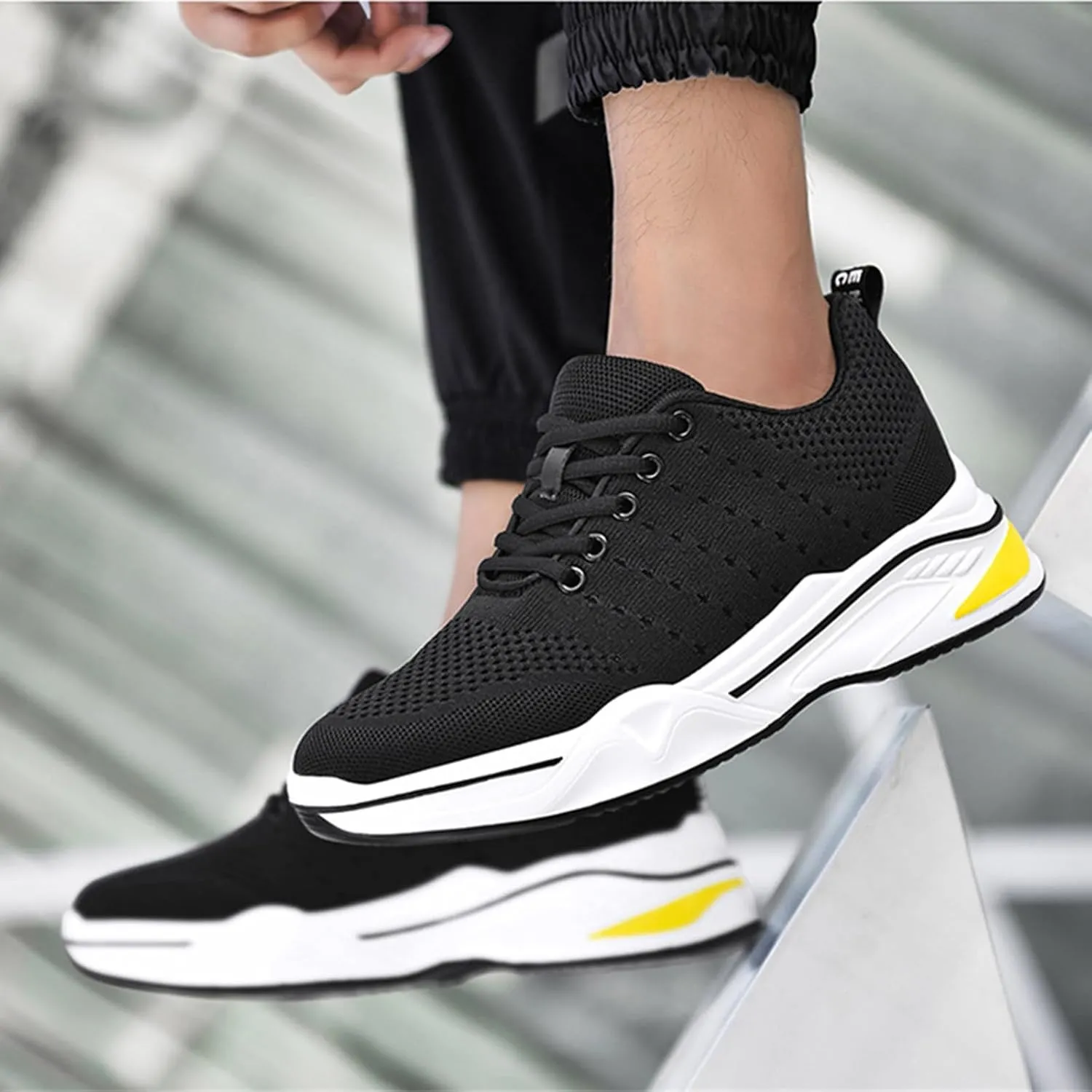 Men's Elevator Sneakers 4/6/8/10 cm Invisible Height Increase Breathable Mesh Lightweight Athletic Casual Shoes