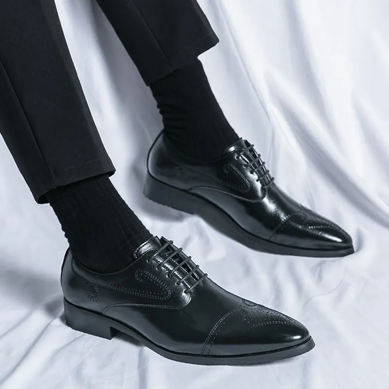 Mens Faux Patent Leather Classic Lace-up Formal Oxford Shoes Lace-Up Pointed-Toe Business Formal Wedding Dress Shoes for Men