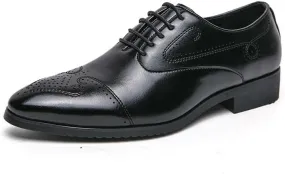 Mens Faux Patent Leather Classic Lace-up Formal Oxford Shoes Lace-Up Pointed-Toe Business Formal Wedding Dress Shoes for Men
