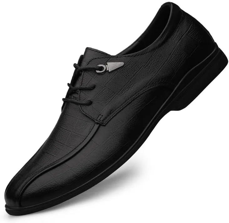 Men's Genuine Leather Oxford Shoes Men Modern Low Top Pointed Toe Tuxedo Derby Shoes Lace Up Casual Business Suit Tuxedo Shoes