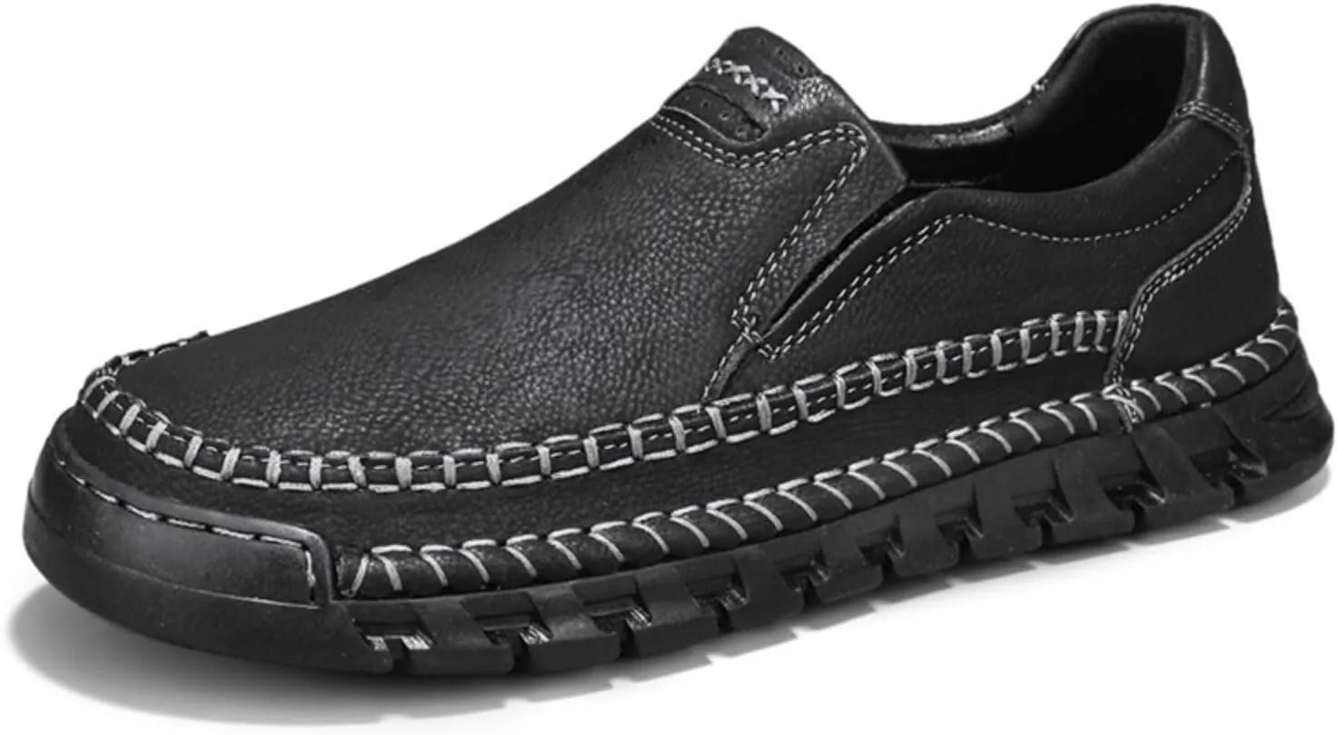 Men's Hand - Sewn Loafers Slip - On Casual Leather Dress Shoes Lightweight Comfortable Driving Walking Shoes