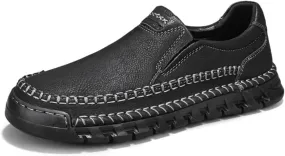 Men's Hand - Sewn Loafers Slip - On Casual Leather Dress Shoes Lightweight Comfortable Driving Walking Shoes