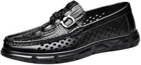 Men's Hands Free Slip On Walking Leather Shoes Loafers Flat Boat Shoes for Driving Walking Wedding Outdoor Indoor Size