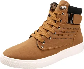 Men's High Top Sneakers Retro Casual Lace Up Sport Shoes Comfort Flat Bottom Walking Boots Outdoor Men's Boots Size 15