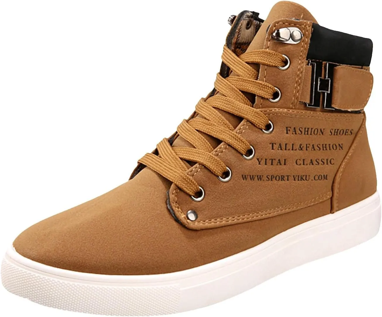 Men's High Top Sneakers Retro Casual Lace Up Sport Shoes Comfort Flat Bottom Walking Boots Outdoor Tall Water Boots Men