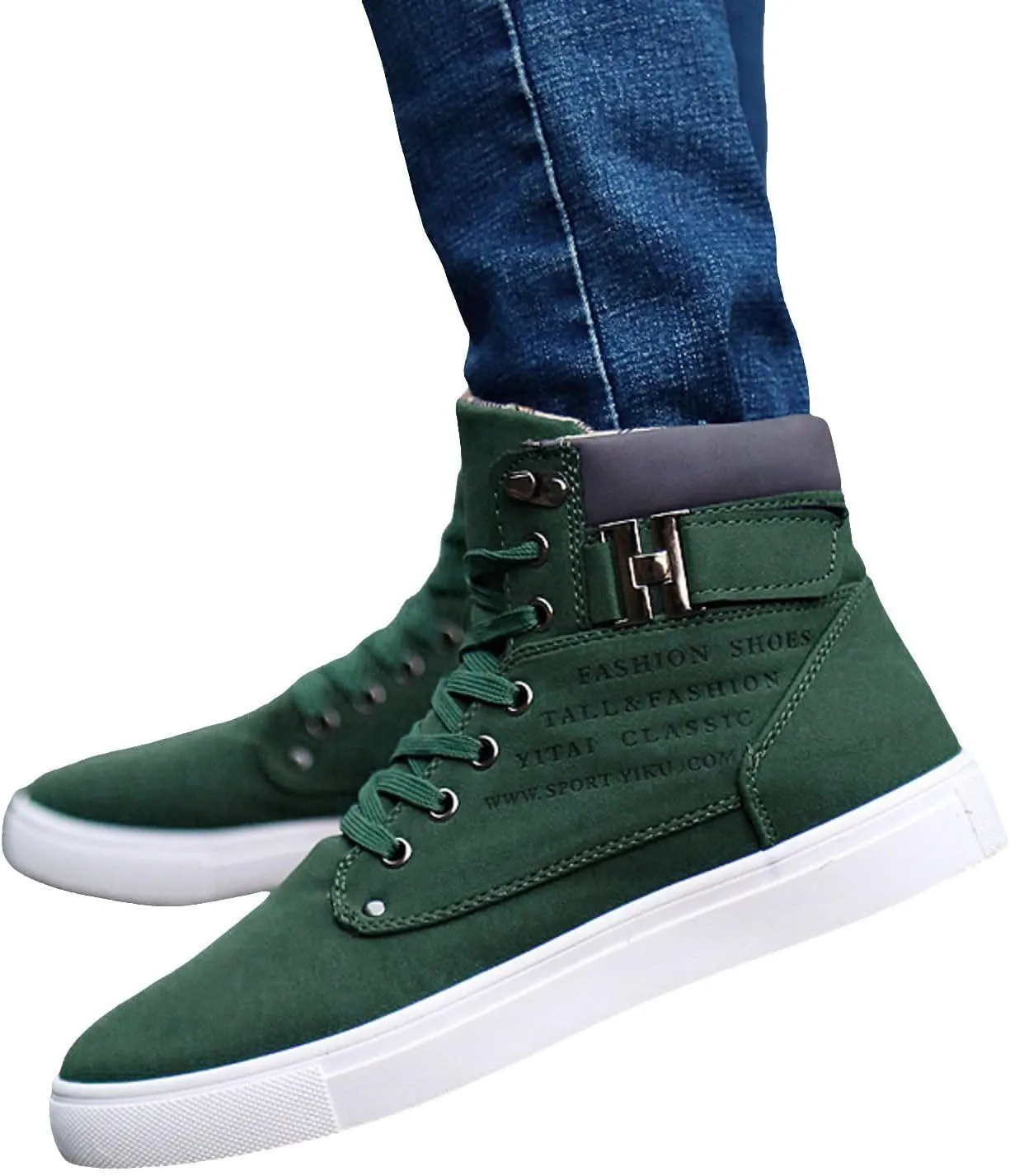 Men's High Top Sneakers Retro Casual Lace Up Sport Shoes Comfort Flat Bottom Walking Boots Outdoor Tall Water Boots Men