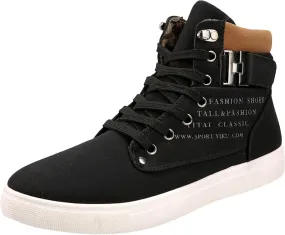 Men's High Top Sneakers Retro Casual Lace Up Sport Shoes Comfort Flat Bottom Walking Boots Outdoor Tall Water Boots Men