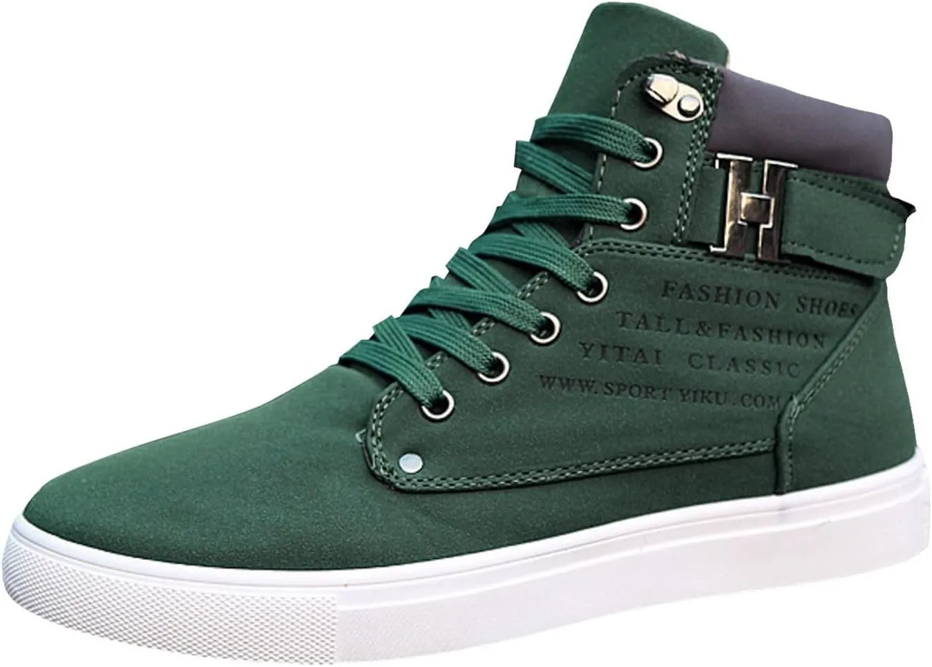 Men's High Top Sneakers Retro Casual Lace Up Sport Shoes Comfort Flat Bottom Walking Boots Outdoor Tall Water Boots Men
