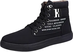 Men's High Top Sneakers Retro Casual Lace Up Sport Shoes Comfort Flat Bottom Walking Boots Outdoor Tall Water Boots Men