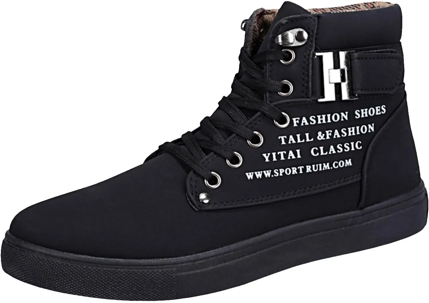 Men's High Top Sneakers Retro Casual Lace Up Sport Shoes Comfort Flat Bottom Walking Boots Outdoor Tall Water Boots Men